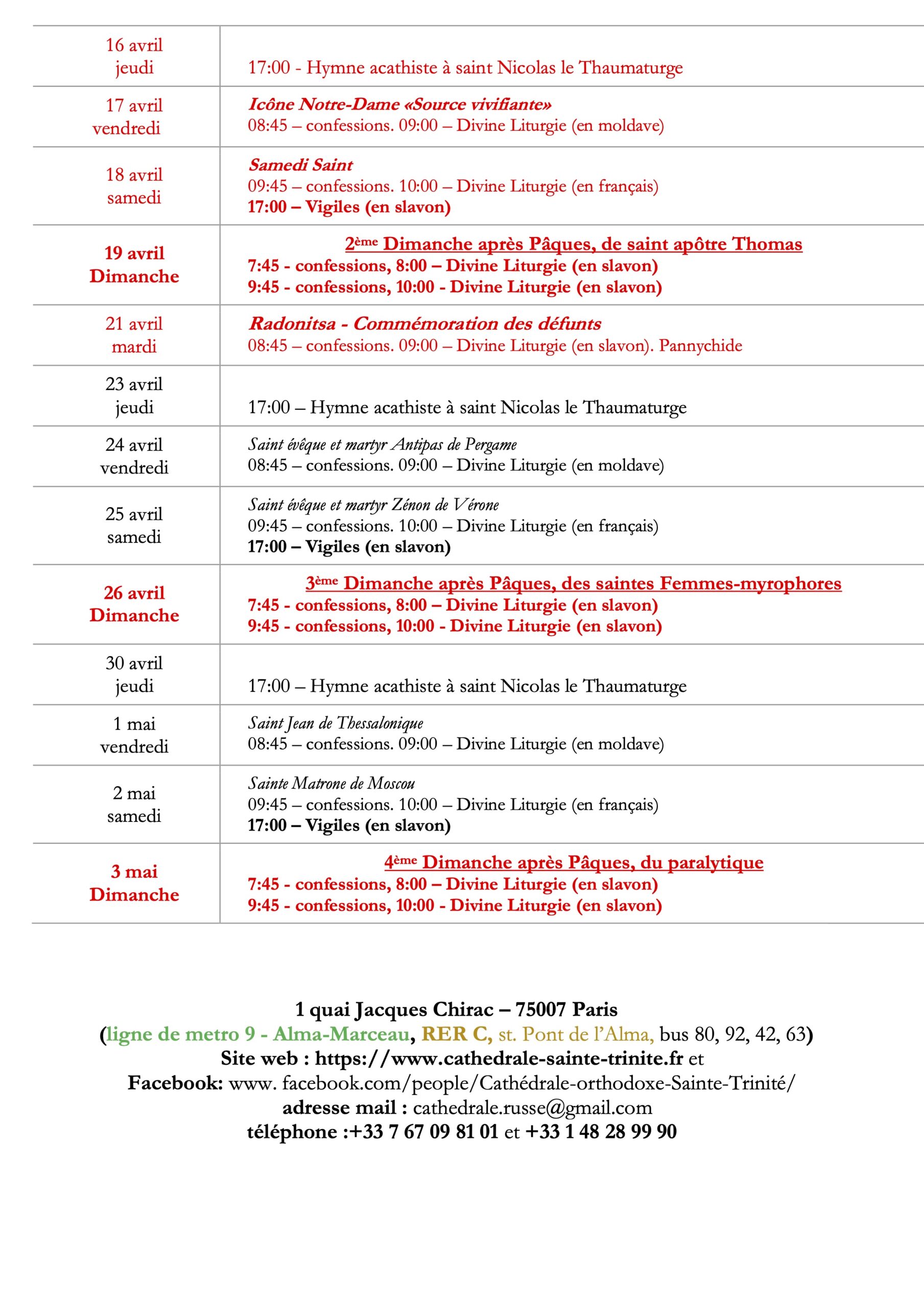 Horaires des offices-avril-2026-2
