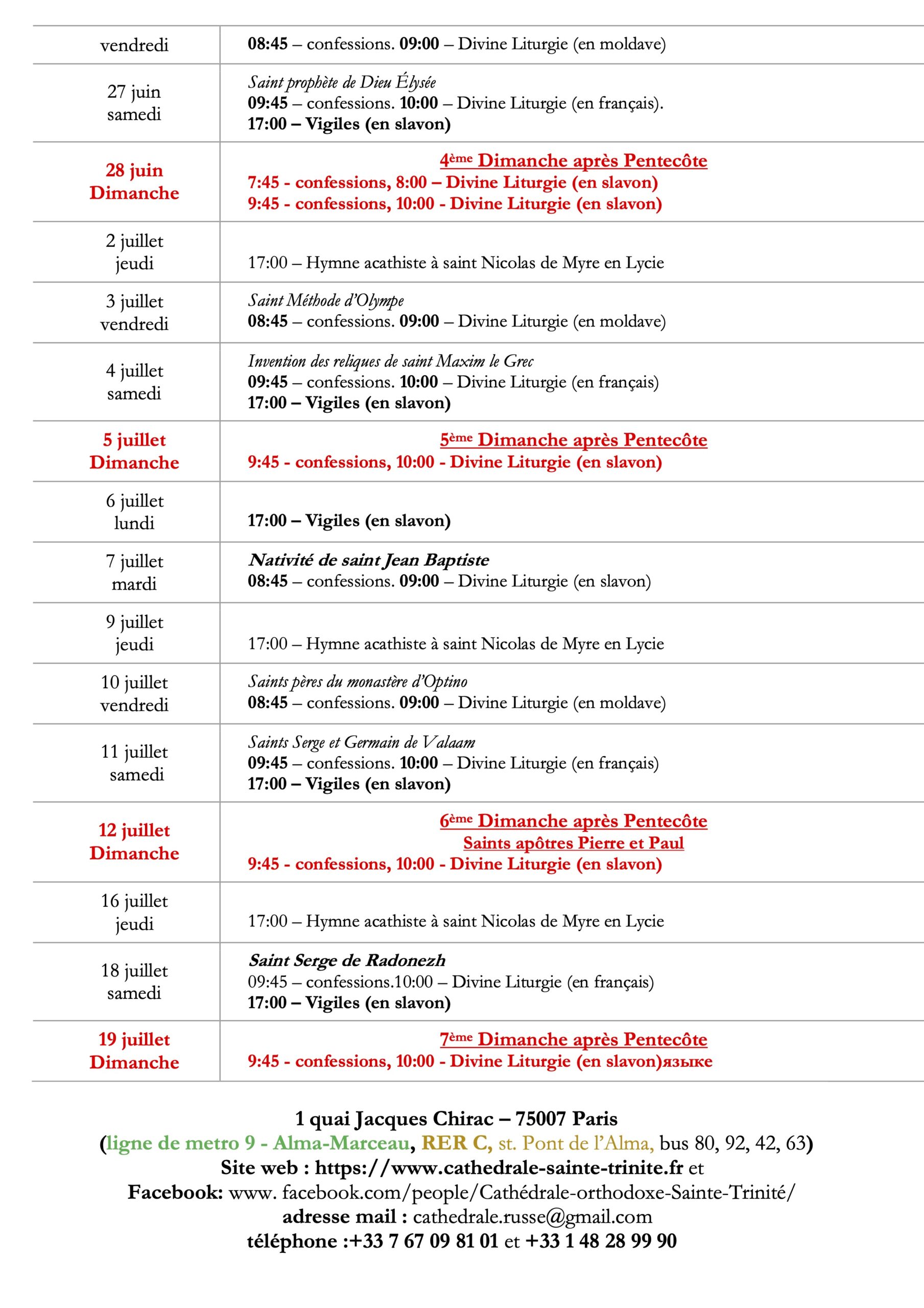 Horaires des offices-juin-2026-2